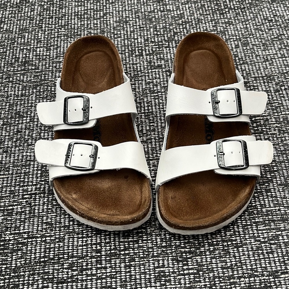White Leather Soft Moc Sandals